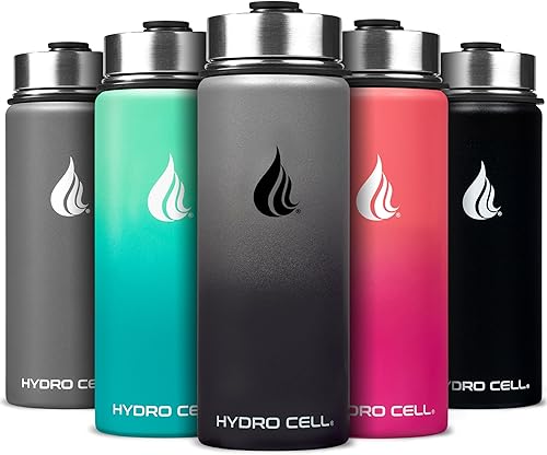 Miniatura 37 de HYDRO CELL Botella de agua aislada de acero inoxidable con pajilla, para bebidas frías y calientes, frasco de vacío de metal con tapa de rosca y