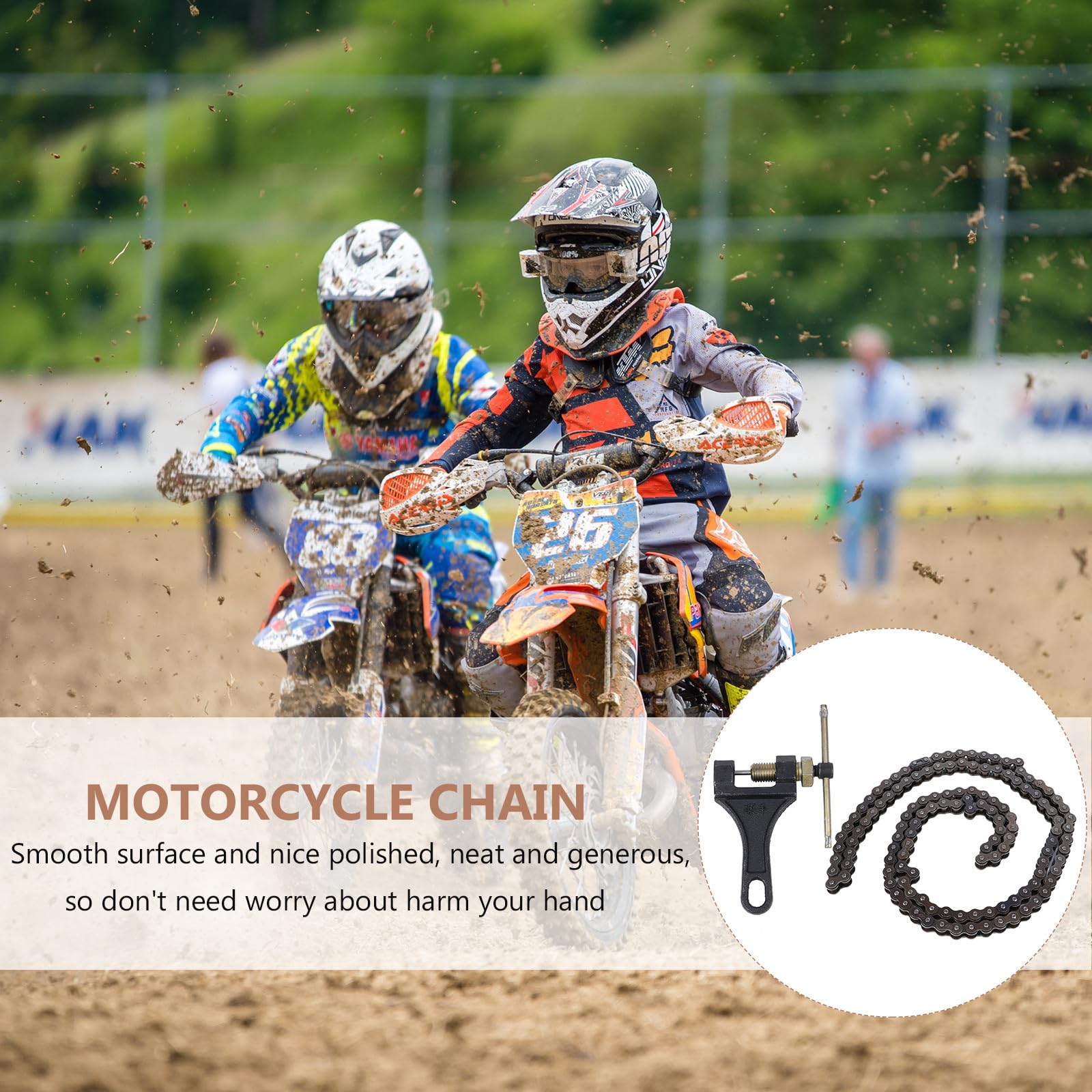 NUOBESTY 1satz Motorradkette Glieder Offroad Kettenset mit Kettentrenner Langlebige Metallgliederkette Passend für Enduro Motorbikes Robust und Rostbeständig