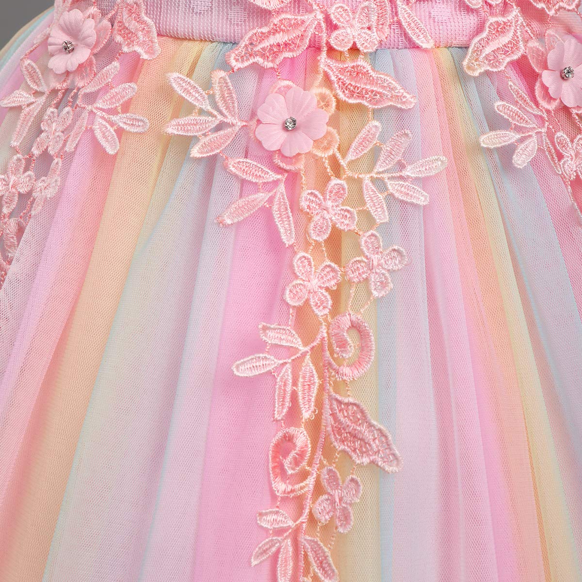 Blumensmädchenkleid Prinzessin Festliches Kinder Mädchen Blumenspitze Kleid Festzug Kleider Hochzeit Ballkleid Brautjungfern Kleidung Tüll Cocktailkleid Elegant Langes Abendkleid Kommunion PartyKleid