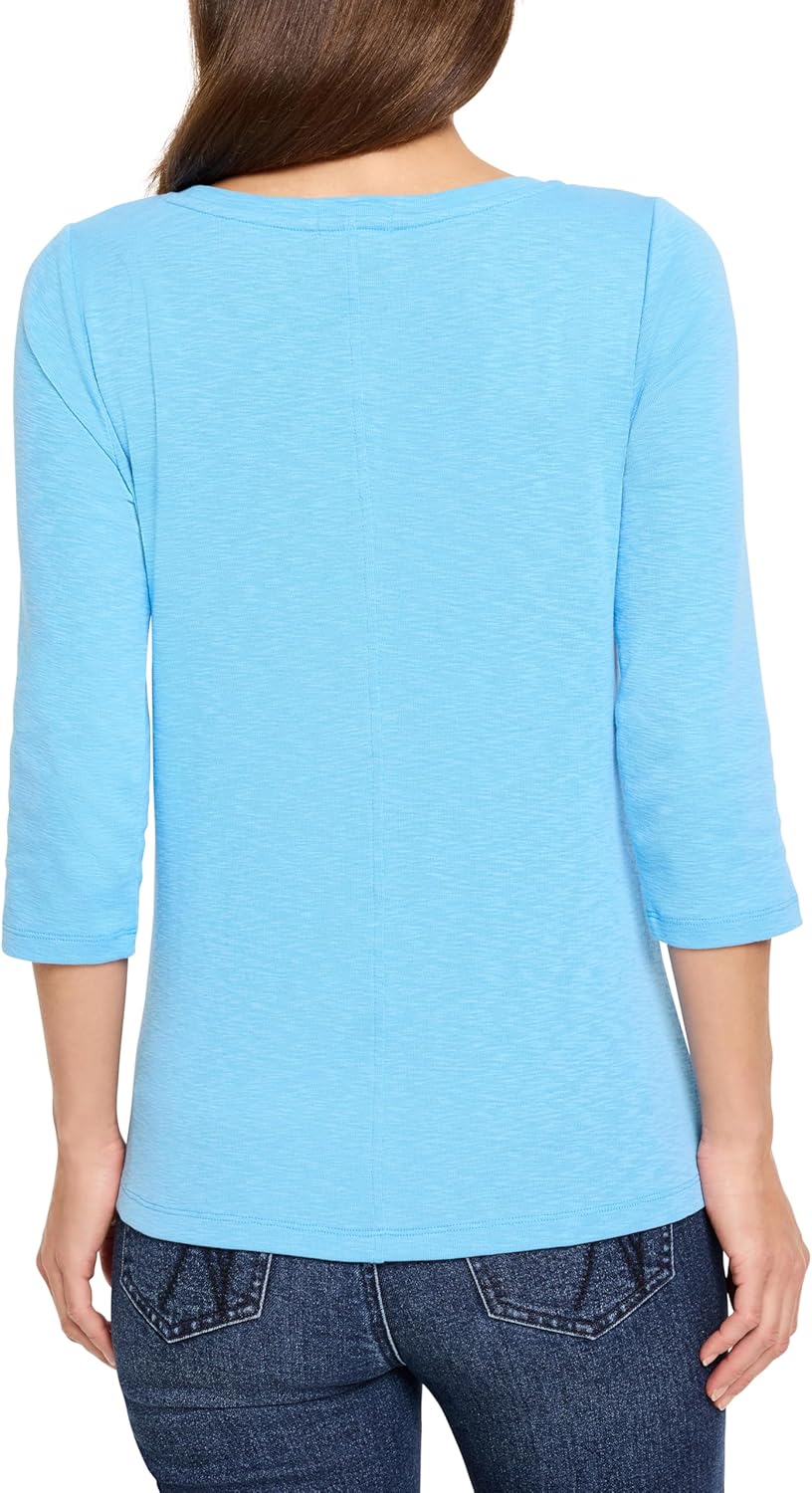 NIC+ZOE 3/4 Sleeve Boat TEE, Blue Jewel, M - Image 2
