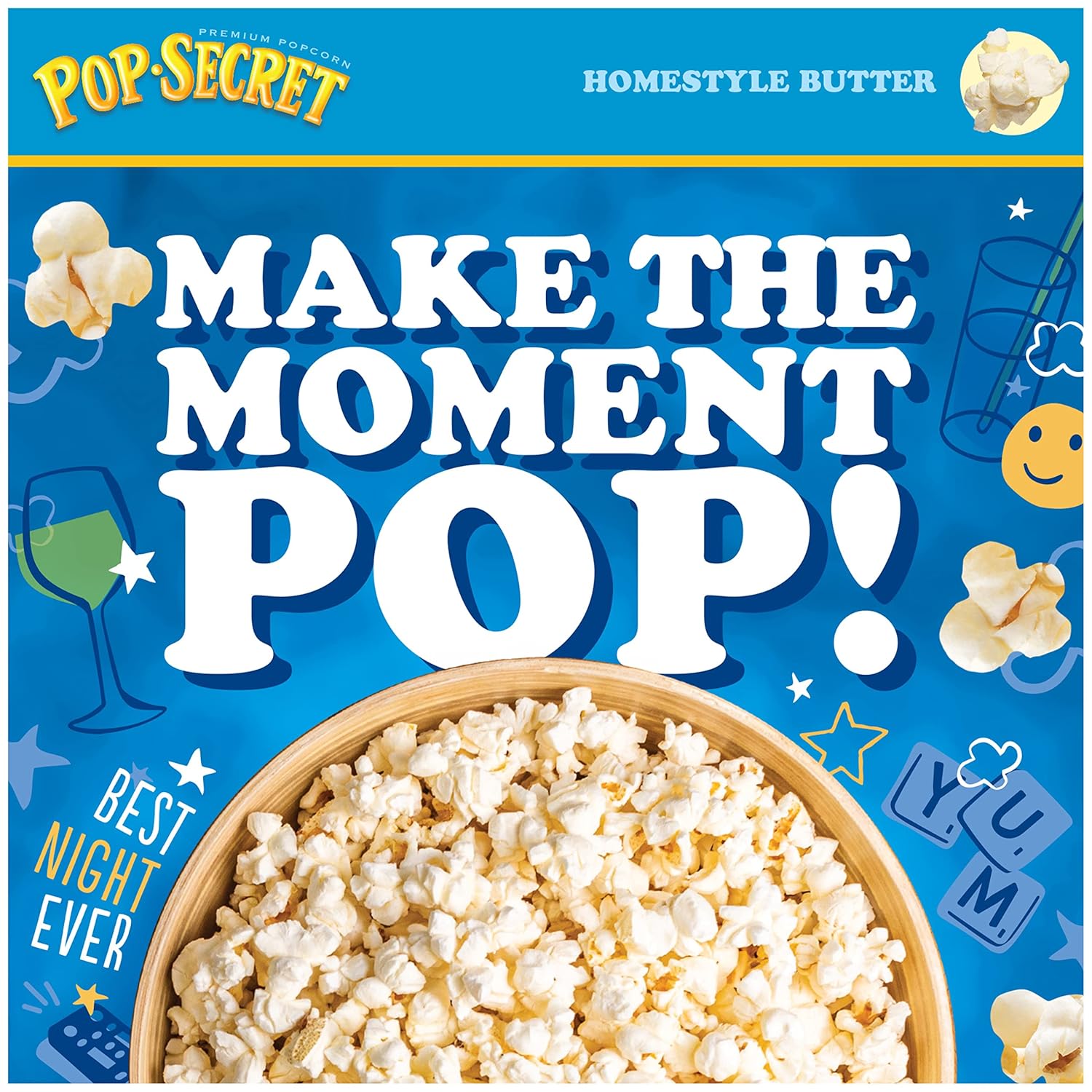 Pop Secret Microwave Popcorn, Homestyle Butter Flavor, 3 Oz Sharing Bags, 18 Ct (Pack of 2)