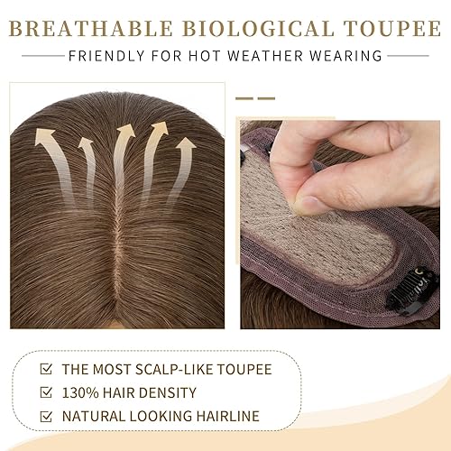 Miniatura 23 de Hairro 100% Real Human Hair Toppers for Women No Bang, Clip in Real Hairpieces, Breathable Silk Base for Covering Greyish Thinning Hair Loss on Top