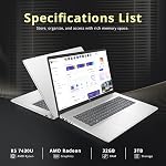 HP 17.3" HD+ Touchscreen Laptop, AMD Ryzen 5 7430U, 32GB RAM, 3TB Storage (2TB SSD+1TB Docking Station Set), AMD Radeon Graphics, Full-Size Keyboard, 720p Webcam, Wi-Fi 6, Windows 11 Pro, Silver