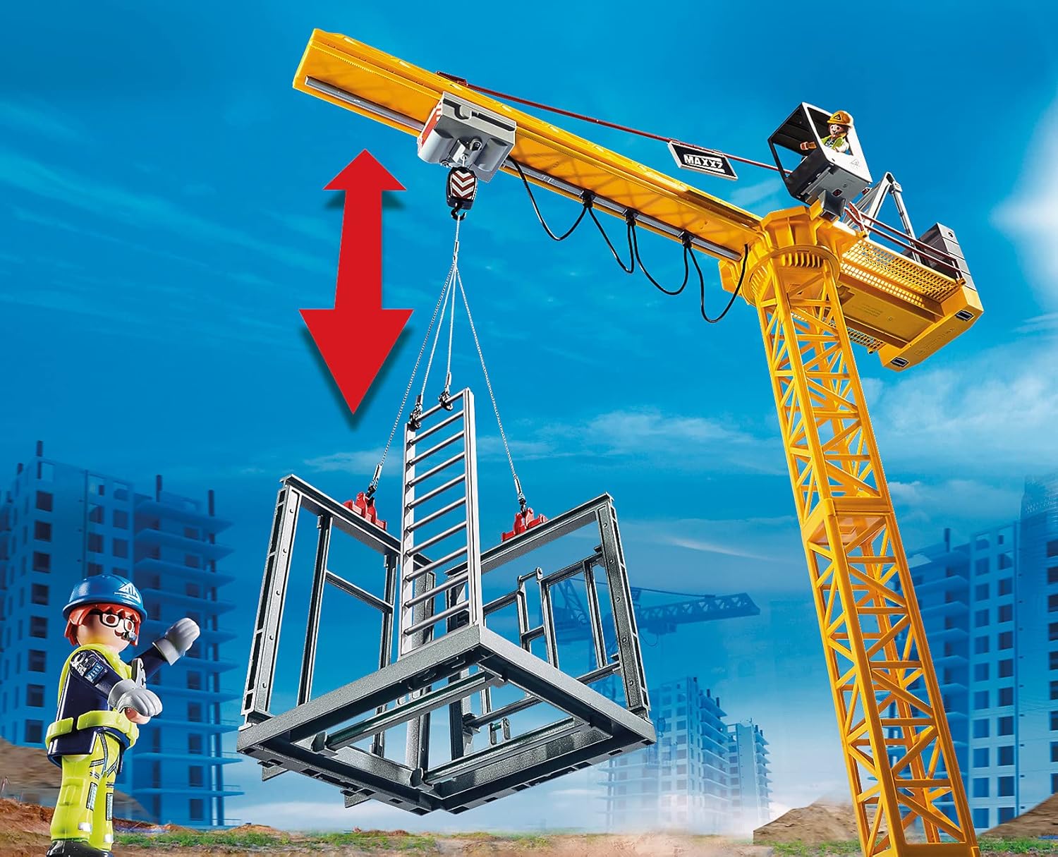 پلی موبیل  RC Crane with Building Section مدل 70441