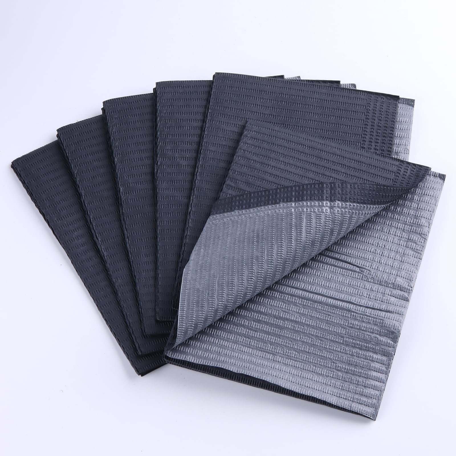 50Pcs Disposable Nail Art Table Mat, Black Foldable Nail Table Towels for Acrylic Nail Practice, 3 Ply Waterproof Tattoo Bibs Clean Pads Nail Table