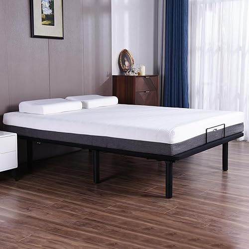 Miniatura 7 de Fromann Base de cama Queen ajustable con puertos USB, gravedad cero, iluminación LED debajo de la cama y tres alturas de patas, sin herramientas