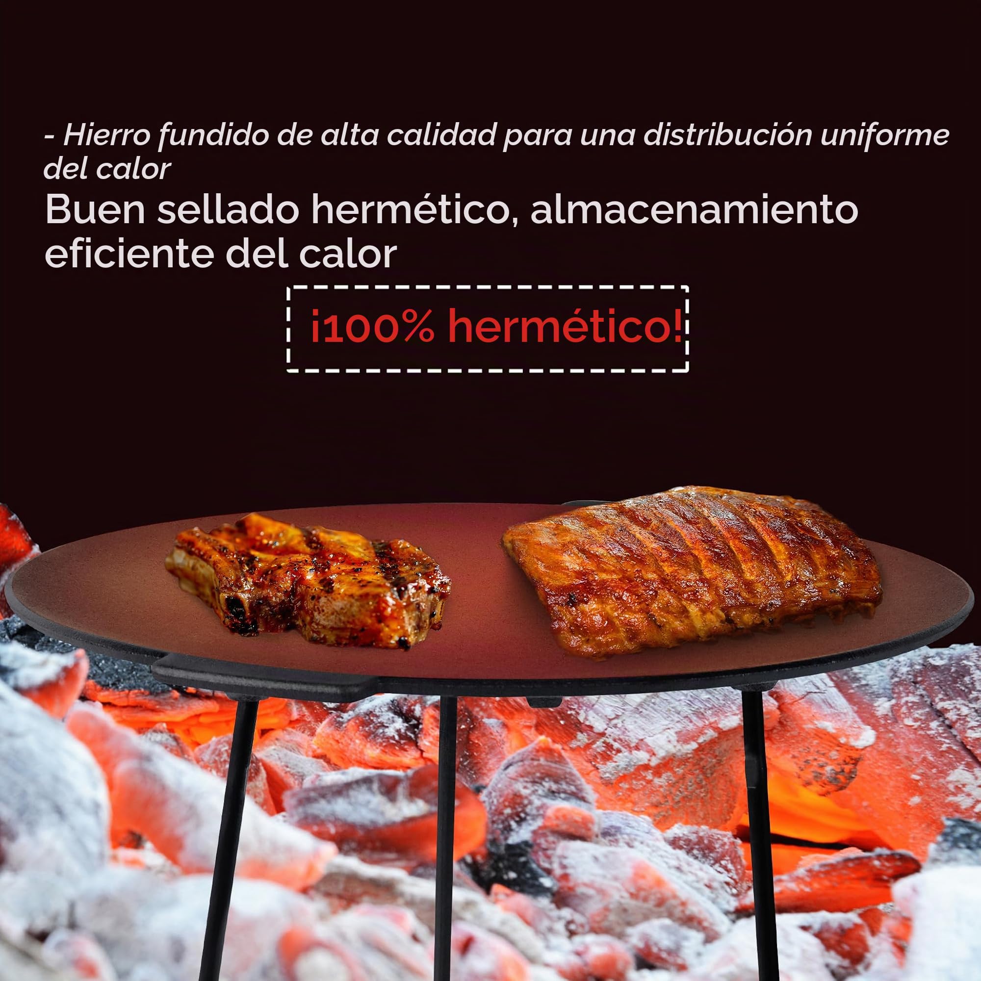NAIZY Sartén para barbacoa de hierro fundido de 45 cm de diámetro, con 3 patas, plancha redonda para horno holandés, incluye bolsa de almacenamiento para exteriores