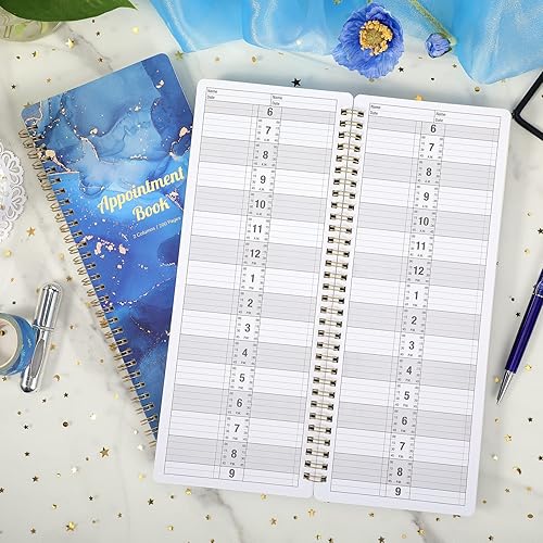 Miniatura 2 de Poluma - Libro de citas de salón, 11.5 x 4.7 pulgadas, 2 columnas, 6 AM - 9 PM, encuadernación de doble alambre, 200 páginas para estilista - Azul
