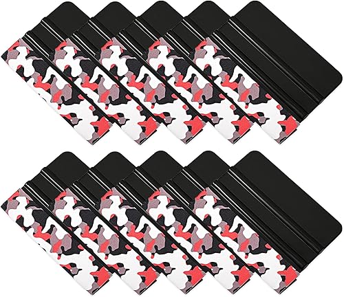 Miniatura 17 de EHDIS 10 espátulas de vinilo de 4 pulgadas, raspador de vinilo para automóvil, aplicador de calcomanías para tinte de ventana, herramienta de Rojo