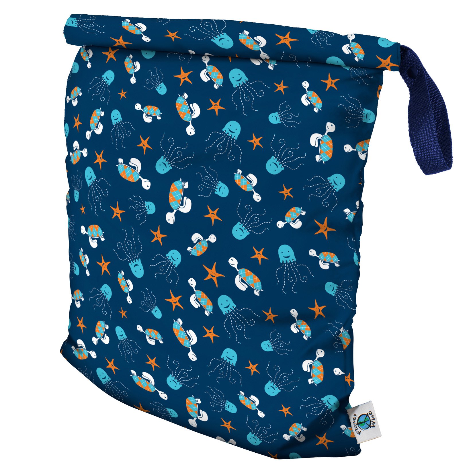 Planet Wise Roll Down Wet Diaper Bag - Large - Navy Sea Friends-image-40