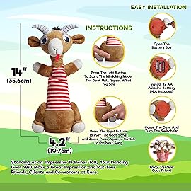 Gagster Screaming Goat Dancing Toy - Mimicking Toy for Kids - Repeats What You Say, Singing & Talking - Electronic Yodeling - Funny White Elephant Gag Gift for Anyone Who Loves Talking