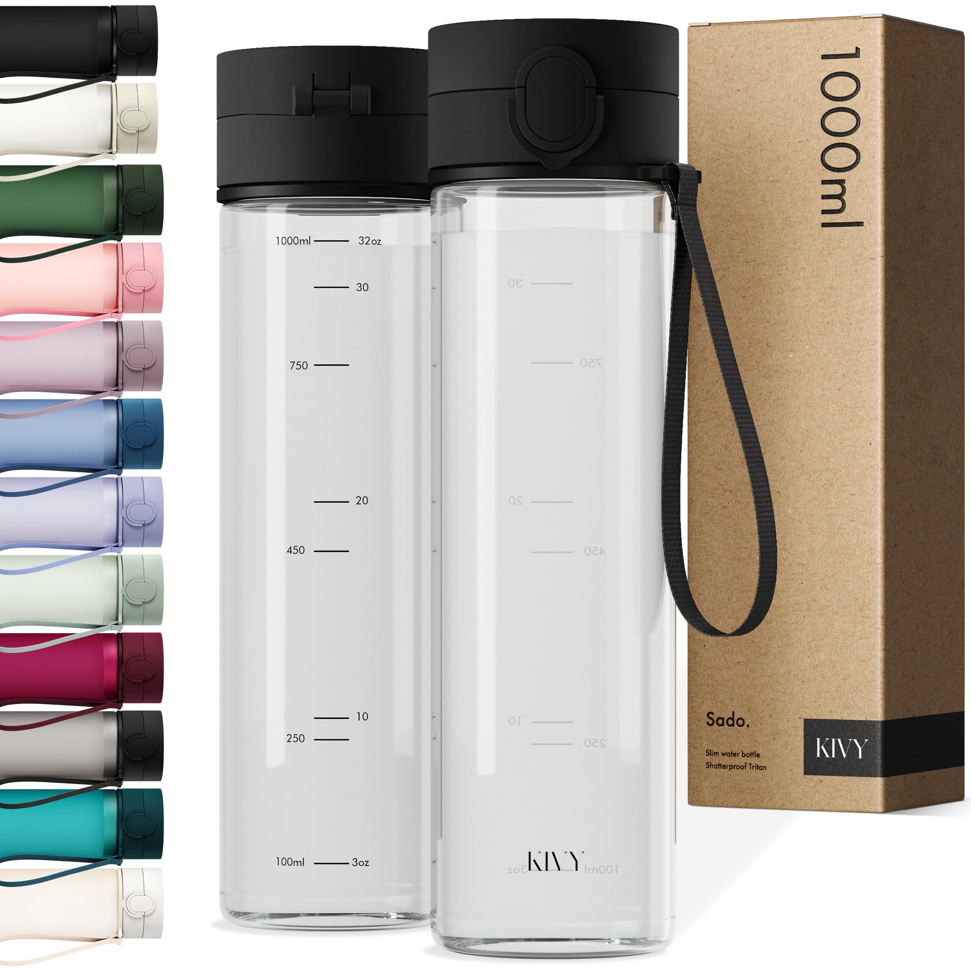 KIVY Tritan Botella de Agua 1.5L [IRROMPIBLE] - Water Bottle Sin BPA para Gimnasio, Gym & Deporte - Garrafa Reutilizable de Plástico Apto Lavavajillas - Cantimplora Deportiva, Oficina y Escuela — view 20