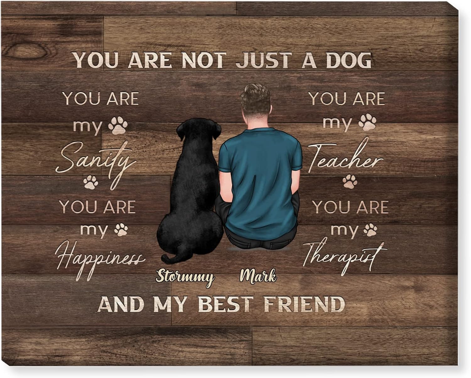 GOSSBY Personalized Custom Canvas (Man and Cat, dog) You are not just cat and dog Personalized Canvas Picture Of Dog, Custom Canvas Pet, Canvas Dogs Design, Dog Canvas Wall Art Motivational Dog Canvas
