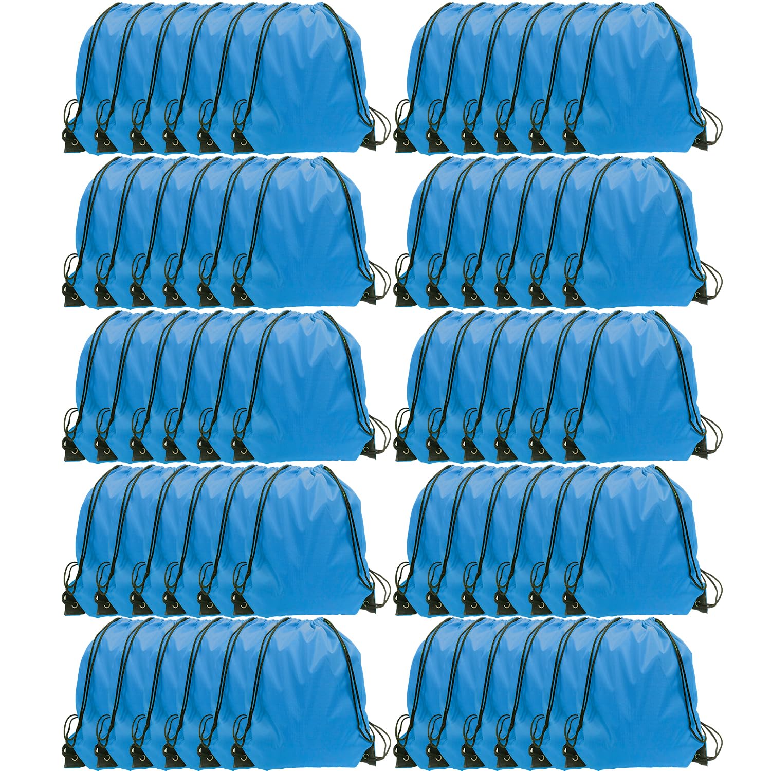GoodtoU Drawstring Bags, Nylon Backpack for Sport, Traveling, Team (60Pcs, Sky Blue)