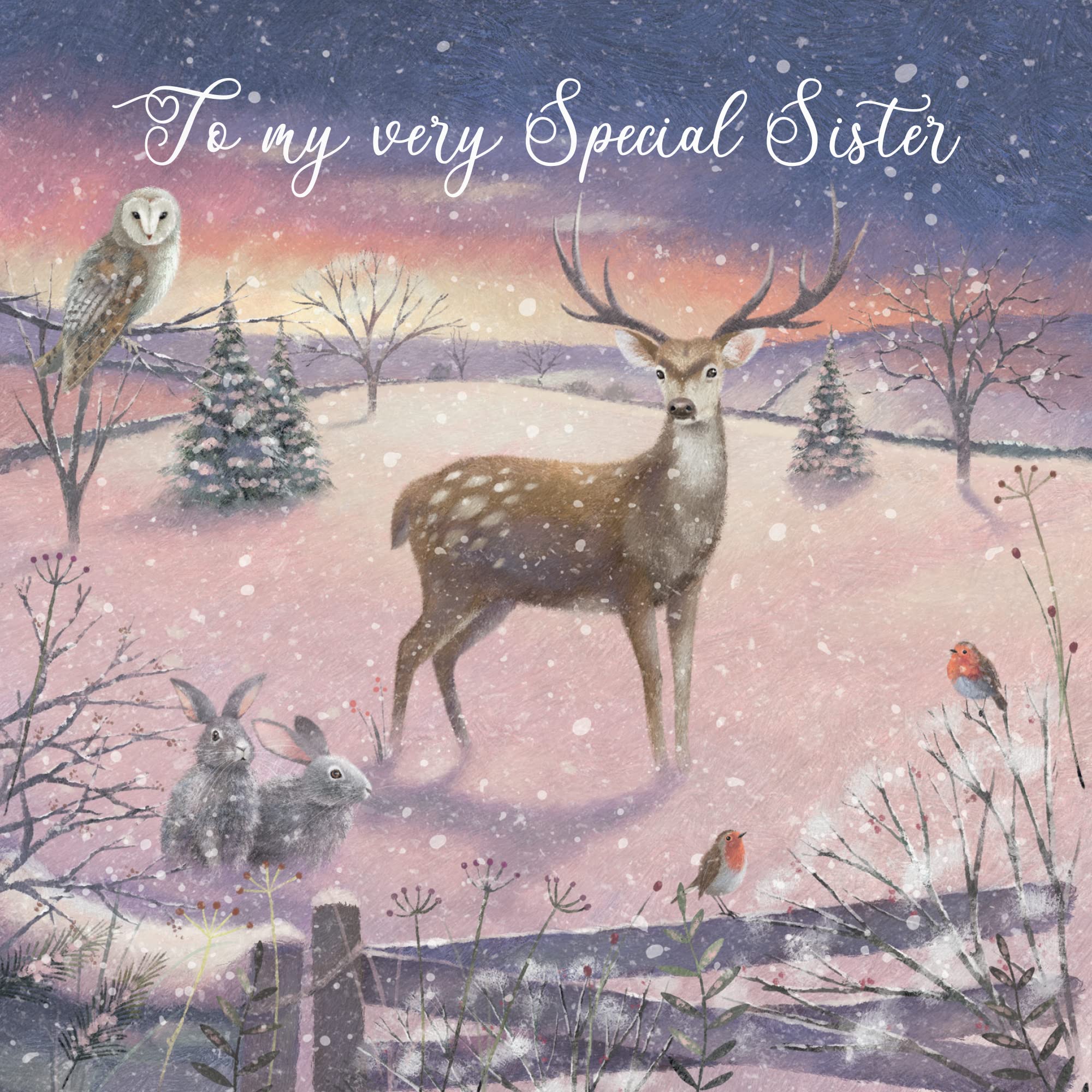Hunts England, Sister Christmas Card, 'The Stag', To My Very Special Sister, Luxury Christmas Card For Sister - Image 2