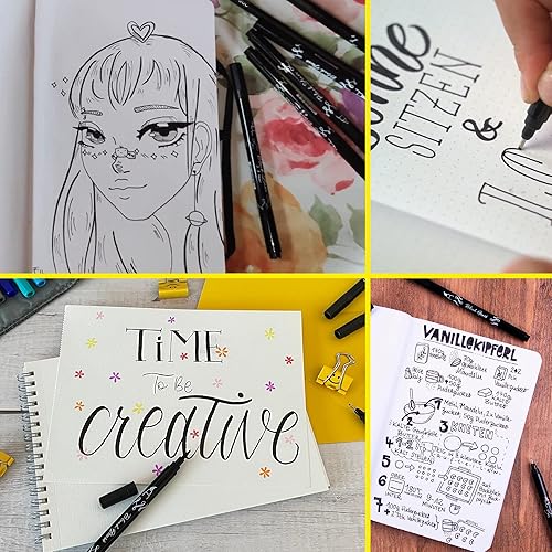 Miniatura 5 de Online Juego de letras negras  5 bolígrafos negros  Hecho en Austria  tamaños de punta surtidos incluye bolígrafo, puntas finas y punta de