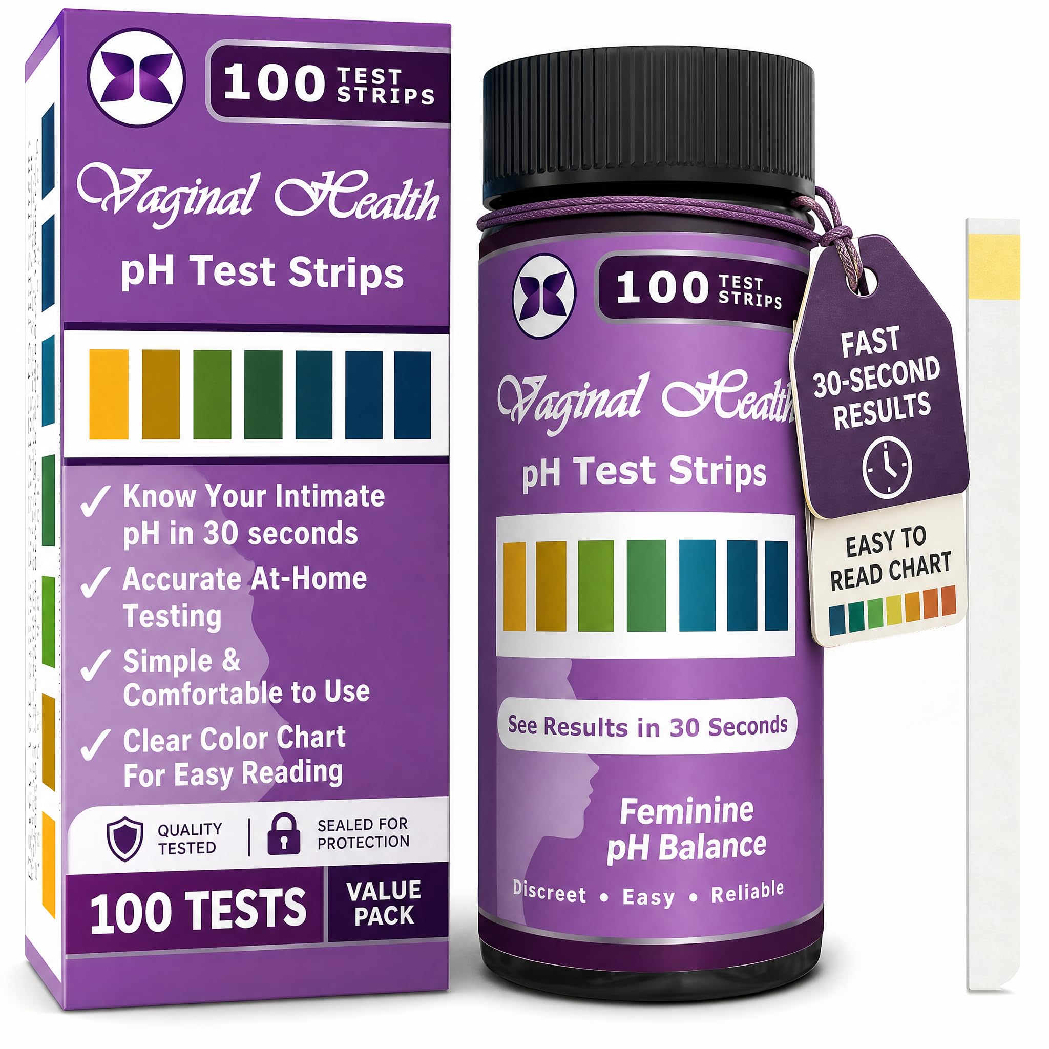 Just Fitter Vaginal pH Balance Test Strips. Personal Wellness Kit for Women. Supports Feminine Hygiene, Body Balance Awareness, and Everyday Confidence – 80 + 20 Strips