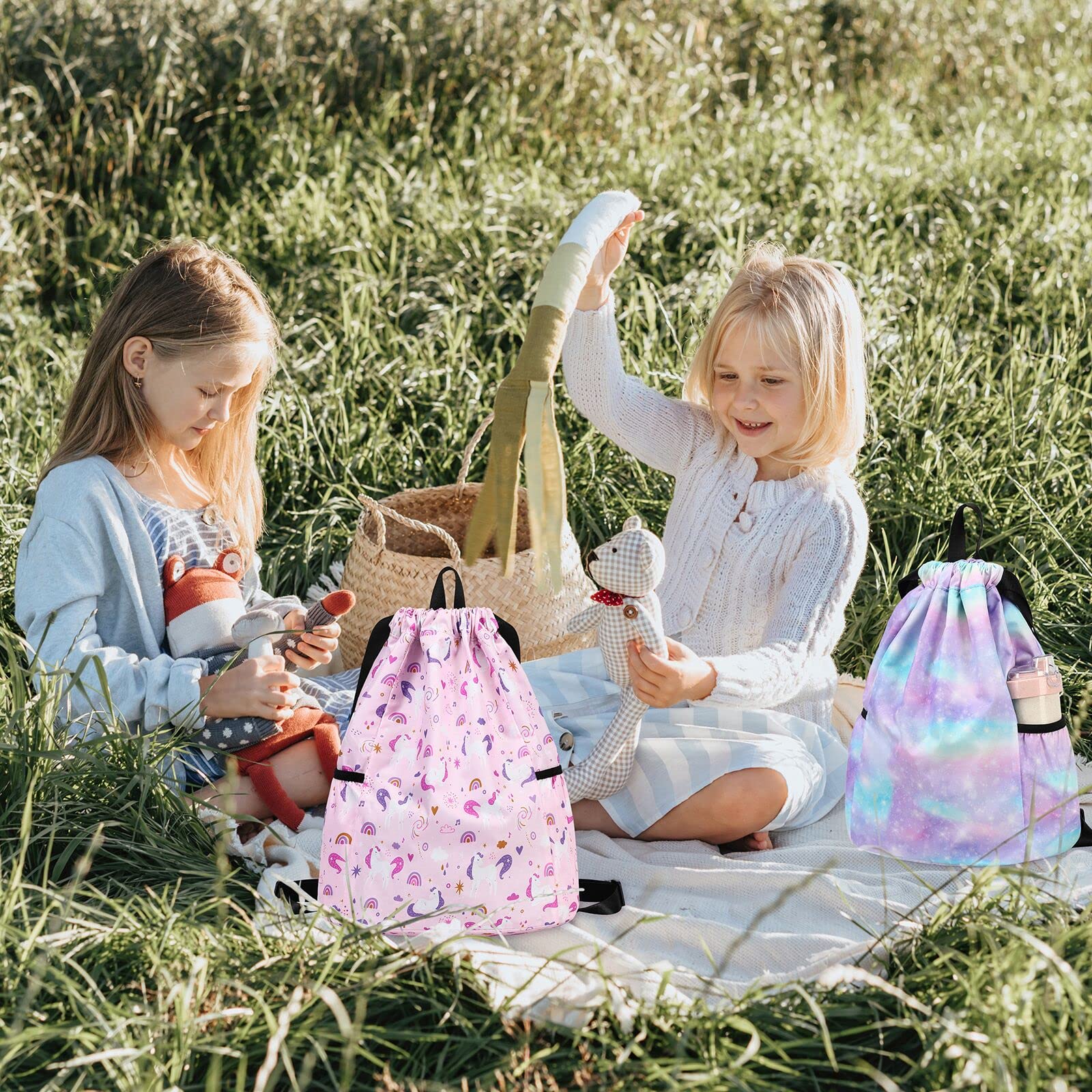 Bolsa impermeable con cordón para gimnasio, mochila deportiva para hombres, mujeres, niñas y niños