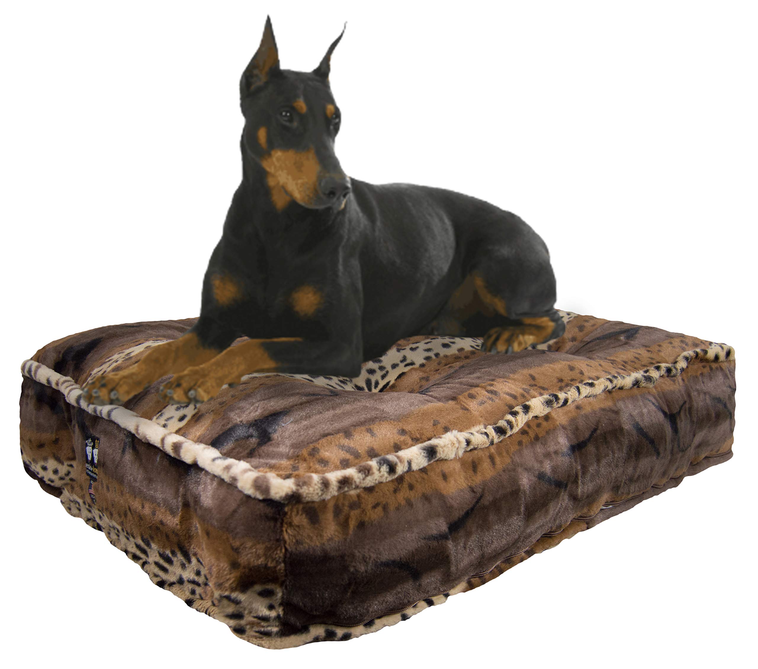 BESSIE AND BARNIE Wild Kingdom Extra Plush Faux Fur Sicilian Rectangle Pet/Dog Bed (Multiple Sizes), S - 28" x 24"