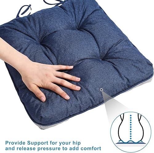 Miniatura 5 de EAIMi Cojines para sillas de interior para sillas de comedor, paquete de 4 unidades, almohadillas de espuma viscoelástica copetudas para sillas de