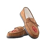 FOCO NCAA Oklahoma Sooners Mens College Team Logo Moccasin Slippers ShoesCollege Team Logo Moccasin Slippers Shoes, Tan, Large (11-12)