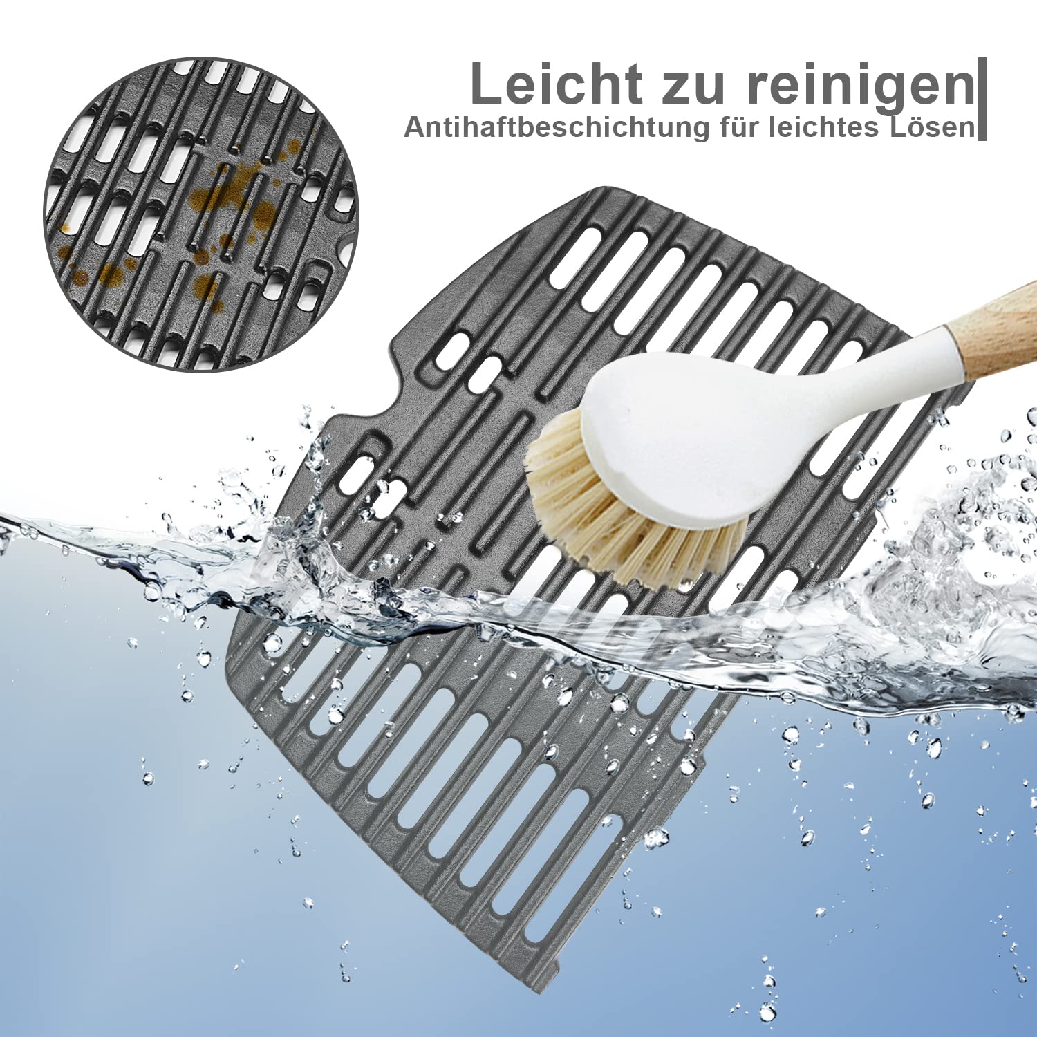 7644 Grillroste Gasgrills Ersatzteile für Weber Q100, Q1000, Q120, Q1200,Q140, Q1400 Series, 32 x 21.6CM Ersatzteile Zubehör Passen für Weber Baby Q Gusseisen Grillrost Grillplate,2er-Pack