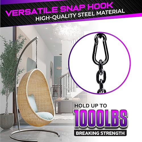 Miniatura 2 de 2 ganchos de resorte de 5.5 pulgadas de capacidad, clip de mosquetón, conector de cuerda resistente, mosquetones de enlace rápido, ganchos de