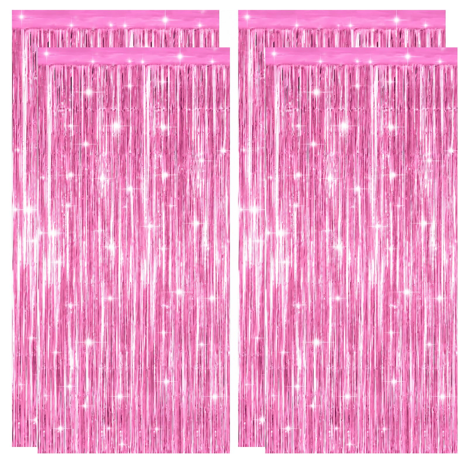 Carehabi Tinsel Curtains, 1 x 2 m, Pack of 4, Foil Fringe Curtain, Metallic Tinsel Foil Fringe Curtains, Shimmering Streamers