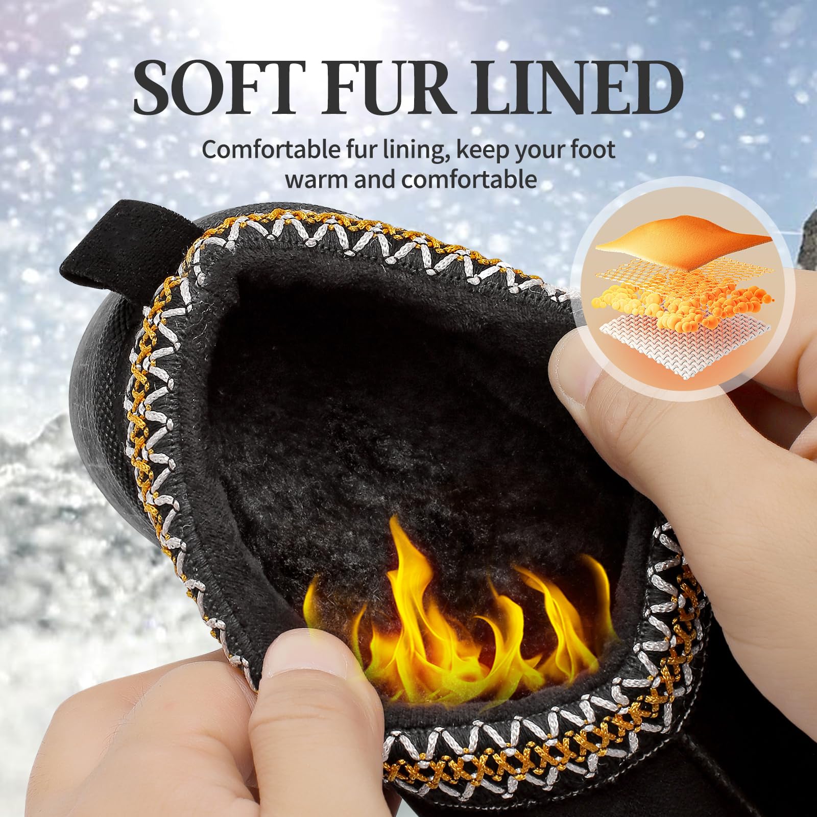 Jifenkla Stivali Da Neve Donna, Invernali con Plateau Peluche, Scarpe Stivaletti per Esterni Pantofole, Leggeri e Antiscivolo Breve Doposci Boots