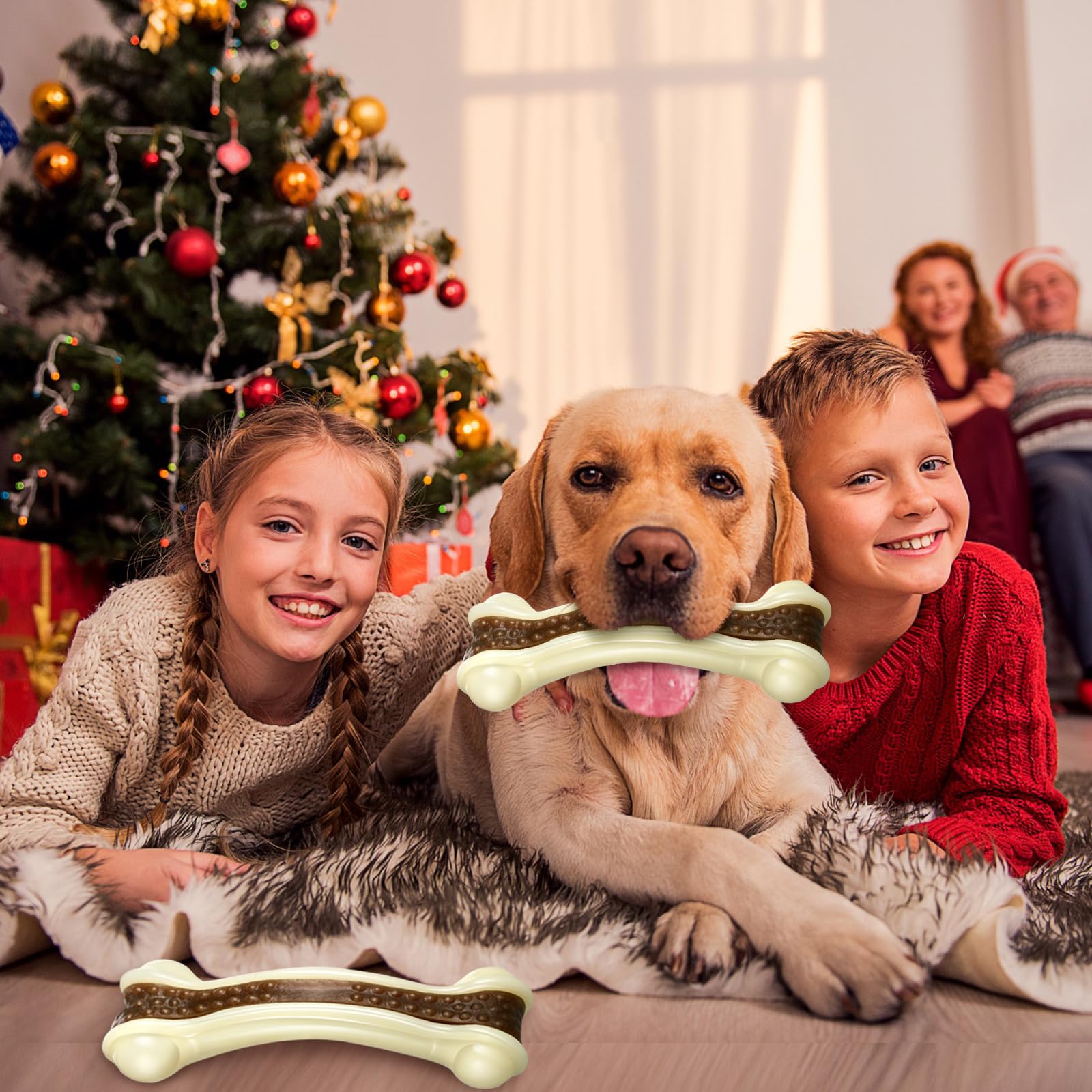 Sosation 10 juguetes masticables para perros para masticadores agresivos, huesos de perro de nailon con sabor a carne de res, juguetes de dentición para cachorros, huesos masticables para perros de