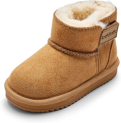 Balabala Kids Snow Boots Winter Boots for Girls Water Resistance Boys Snow Boots Girls Boots Faux Fur Suede Boots Warm