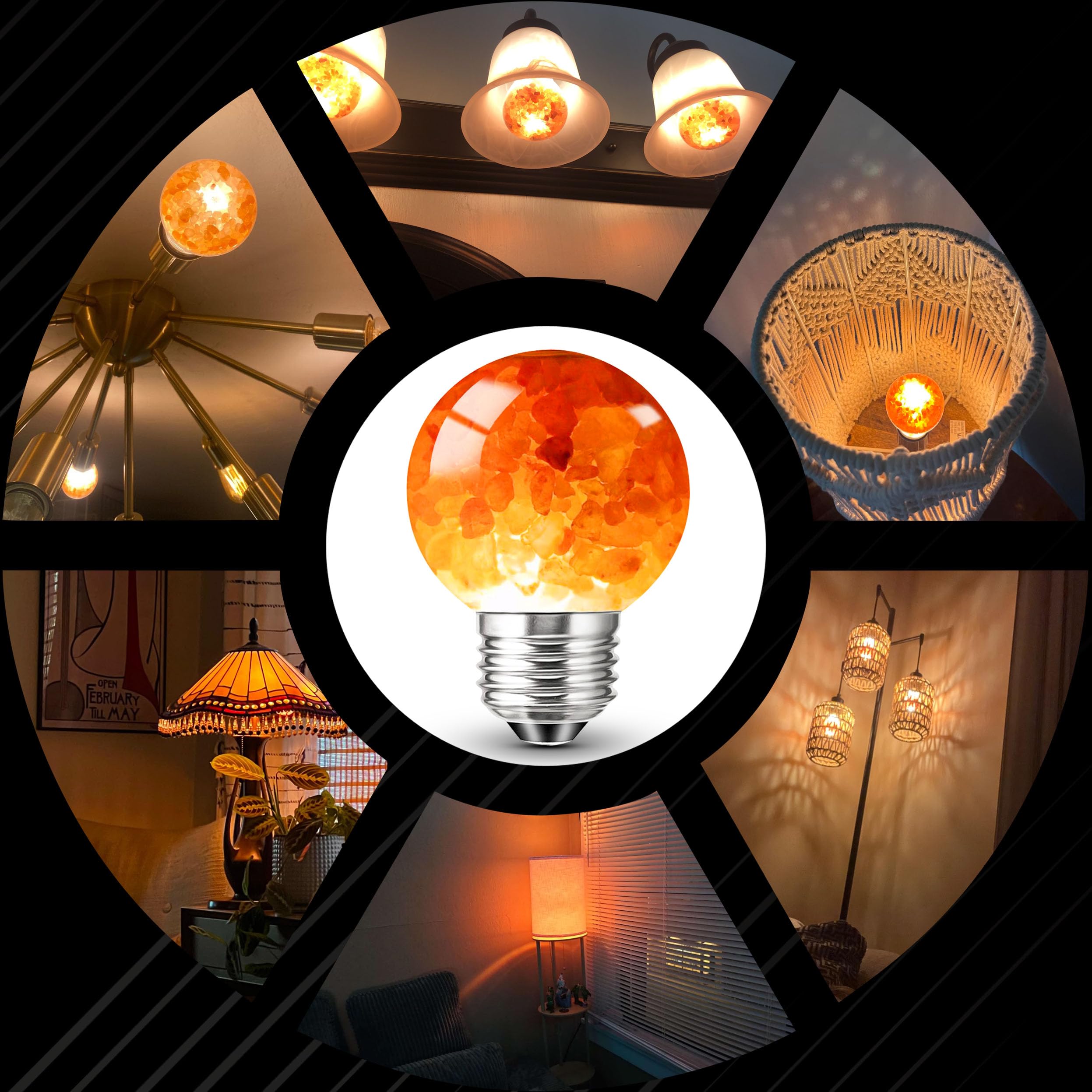 Himalayan Salt Lamp LED Light Bulbs, E26 2200K Warm Amber Pink, 3W