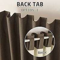 Vista 4 de DUALIFE - Cortinas opacas de lino marrón de 132 pulgadas de largo, juego de 2 paneles para sala de estar, dormitorio, con pestaña trasera, aisladas