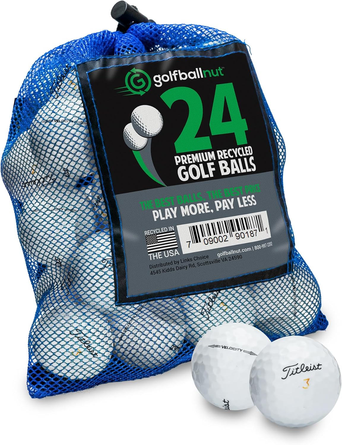 Used and Recycled for Titleist Velocity Near Mint 4A (White) (24 & 48) Golf Balls Mesh Bag Included