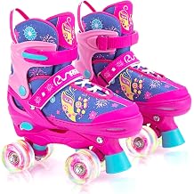 Adjustable Kids Roller Skates for Girls Boys with Light Up Wheels Skates for Kids Ages 6-12, Toddler 3-5, Youth and Women Beginners Indoor and Outdoor