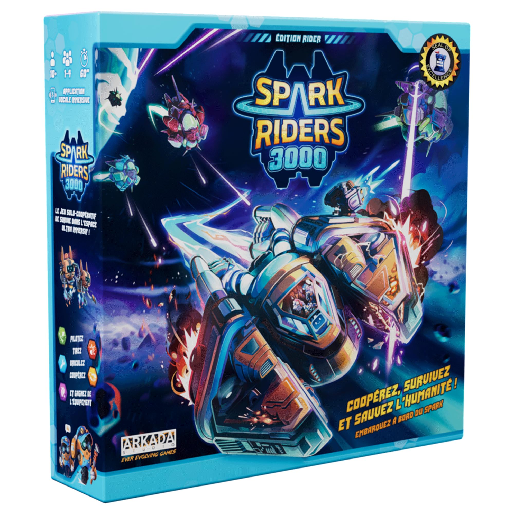 Spark Riders 3000 - Edition rider - Survival galactique coopératif | Explorez, Réparez votre vaisseau, combattez les aliens avec votre IA de bord | 1-4 joueurs | 10 ans +, 60 min | En solo ou équipe !