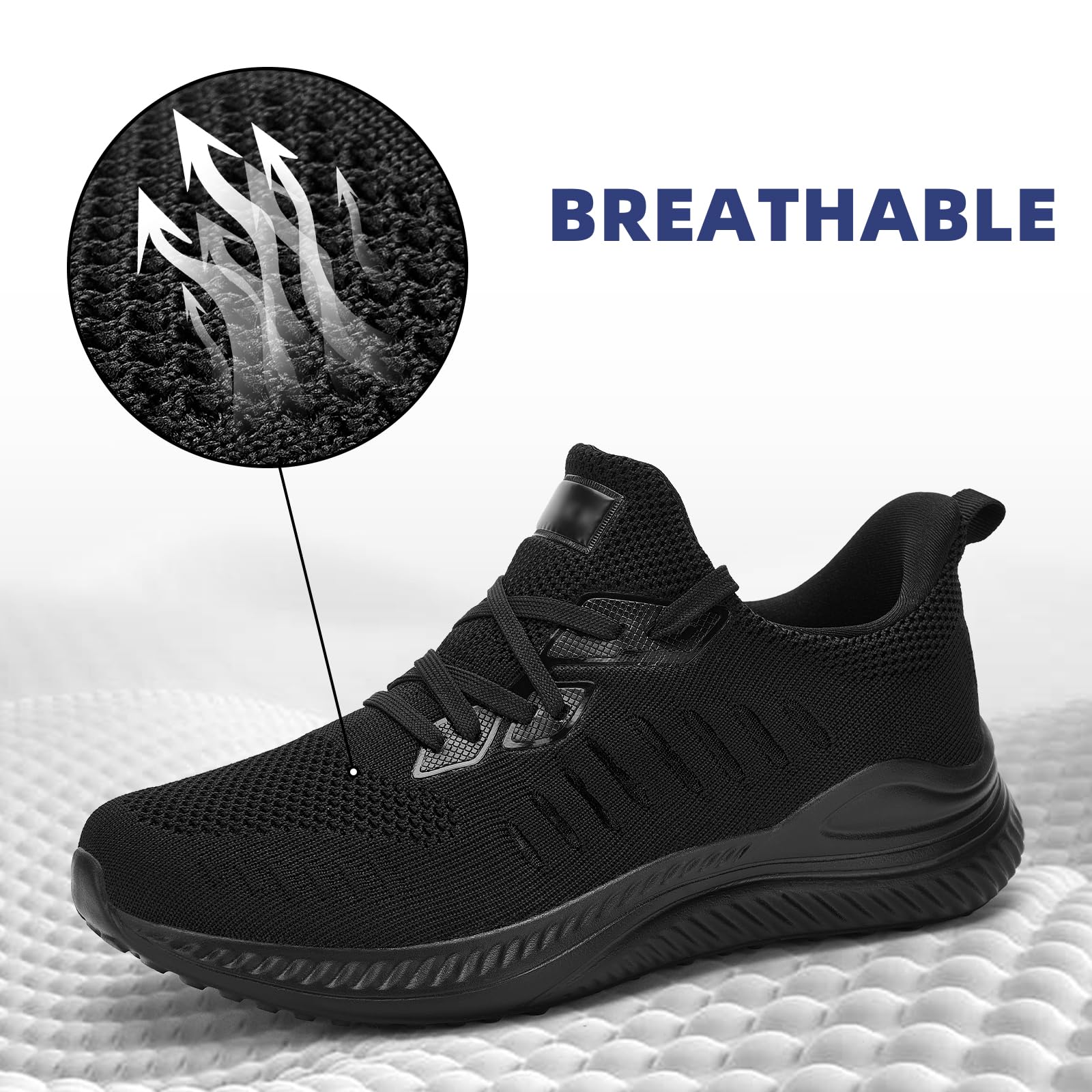 VRCLUB Mens Wide Sneakers - Slip On Memory Foam Walking Shoes Breathable Non Slip Tennis Running Shoe Ultra Lightweight Comfortable Workout Gym Jogging and Casual Sports — view 5