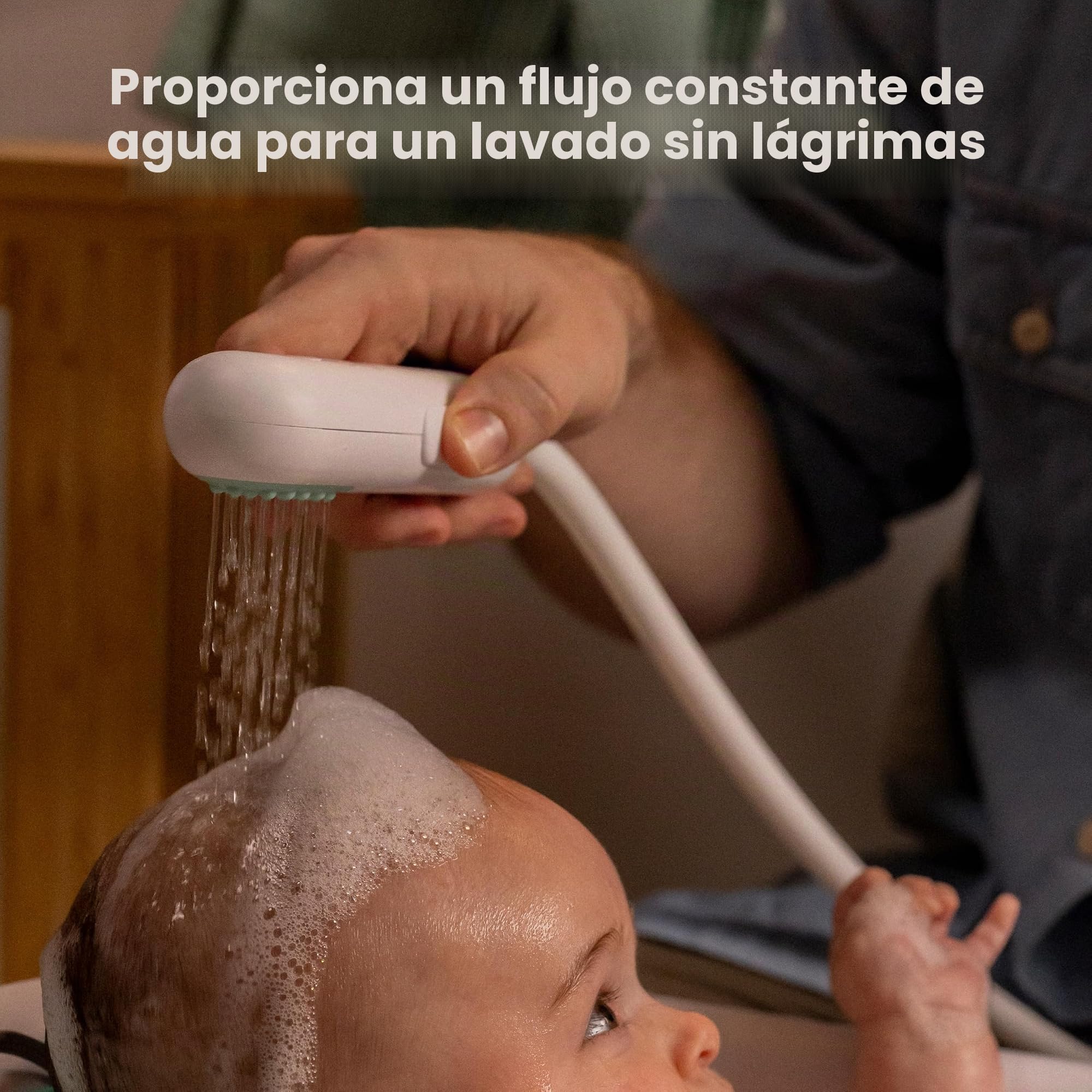 Frida Baby Accesorio pulverizador de bañera de control de flujo para bañera de bebé, cabezal de ducha de baño de bebé con masajeador de cuero cabelludo, controla el flujo de agua con 2 modos de
