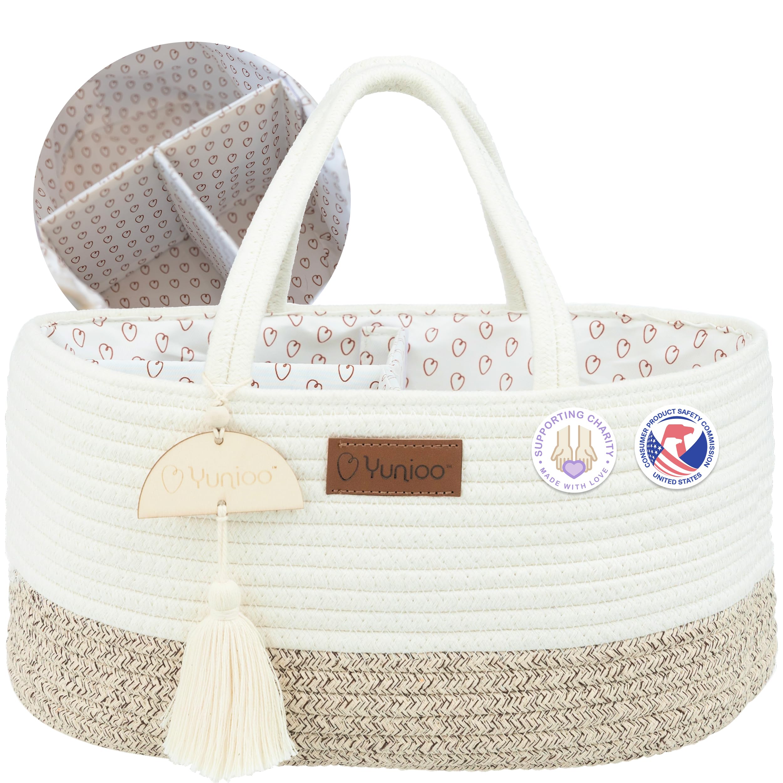 Nappy Caddy Organiser, Baby Caddy, Portable Diaper Changing Bag, Nursery Storage Basket with Sturdy Handles, Removable Dividers, Ideal for Baby Shower Gifts & Newborn Essentials