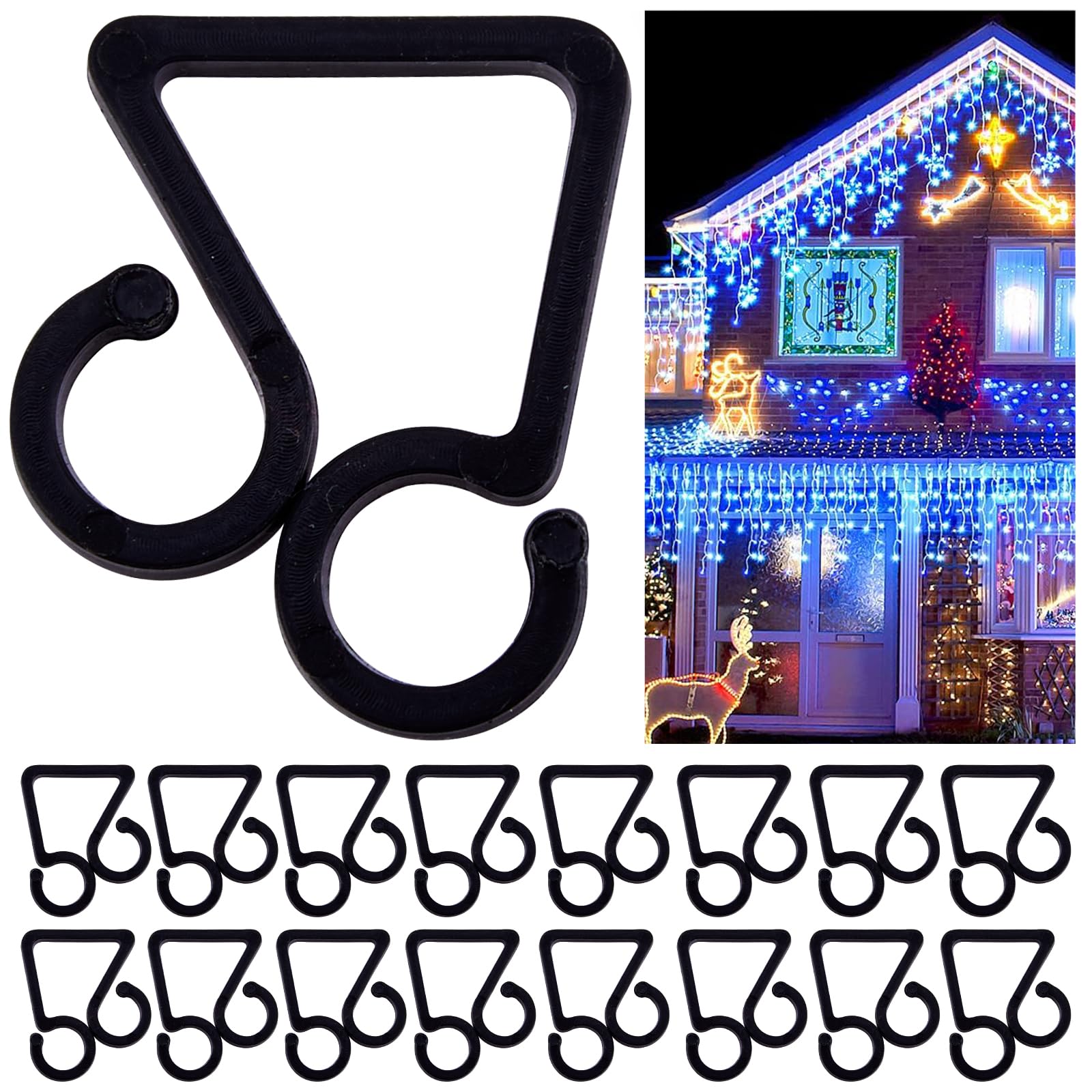 Vikdio 60 Pcs Black Gutter Hooks for Christmas Lights Holiday Lights Clips - Image 4