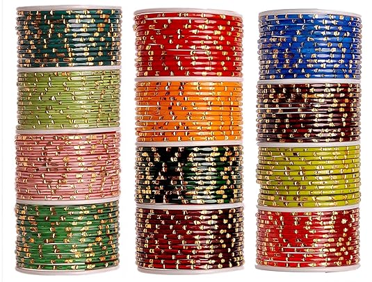 NewMakeInIndia Glass and Bangle Set for Women & Girls (Set of 12)