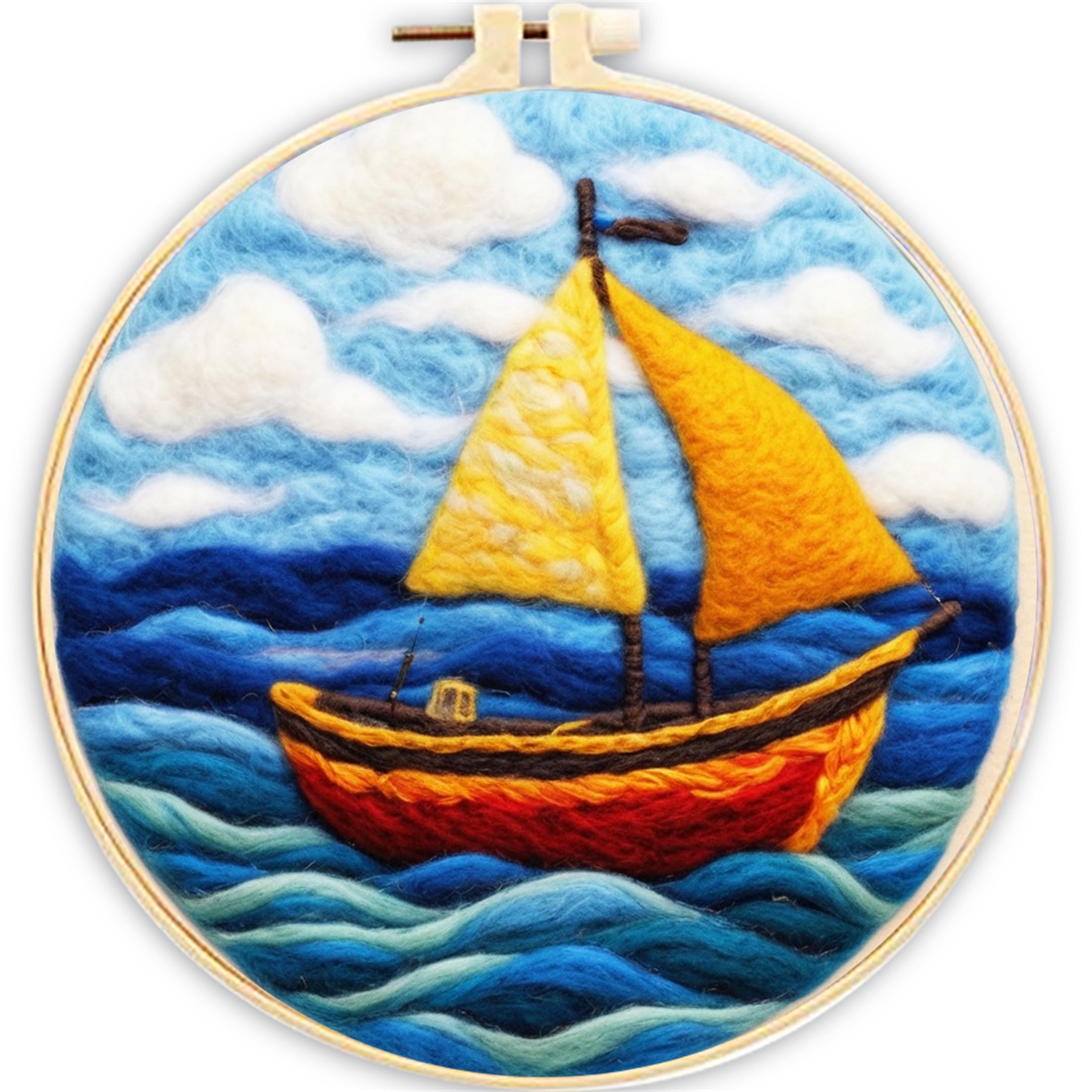 SARBUTER Needle Felting Kits, DIY Wool Felt Starer Needle Felting Kits for Beginners ，Suitable for Giftware Home Decoration (Sailboat)