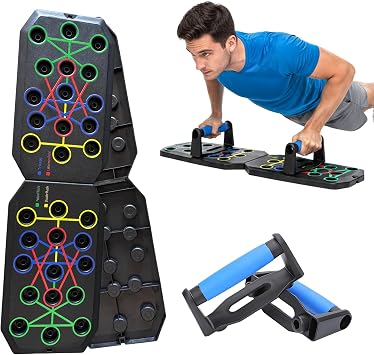 Push Up Board Fitness, Portable Foldable 20 in 1 Push Up Bar at Home Gym, Multifunctional Push Up Exercise with Ergonomic Handle, Professional Strength Training Equipment For Man and Women