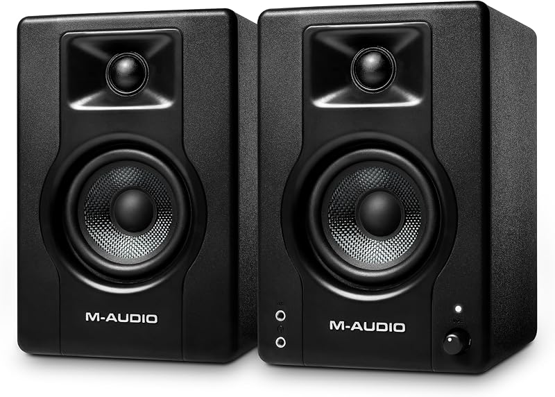 Par de monitores de estudio con cable BX3 de 3,5" | parlantes de escritorio compactos con cable para grabación, mezcla y multimedia, paquete de software de producción musical incluido