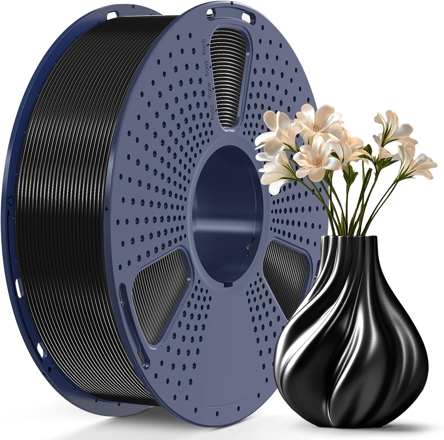 SUNLU TPU-Silk 3D Printer Filament, 98A TPU, 1.75mm, Glossy Silk Surface, Flexible, 1kg (2.2lbs), Black