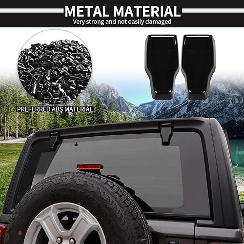 Miniatura 6 de Voodonala Cubierta de bisagra para puerta trasera derecha e izquierda para Jeep JL 2018-2024+ Jeep Wrangler JL JLU, accesorios exteriores, negro