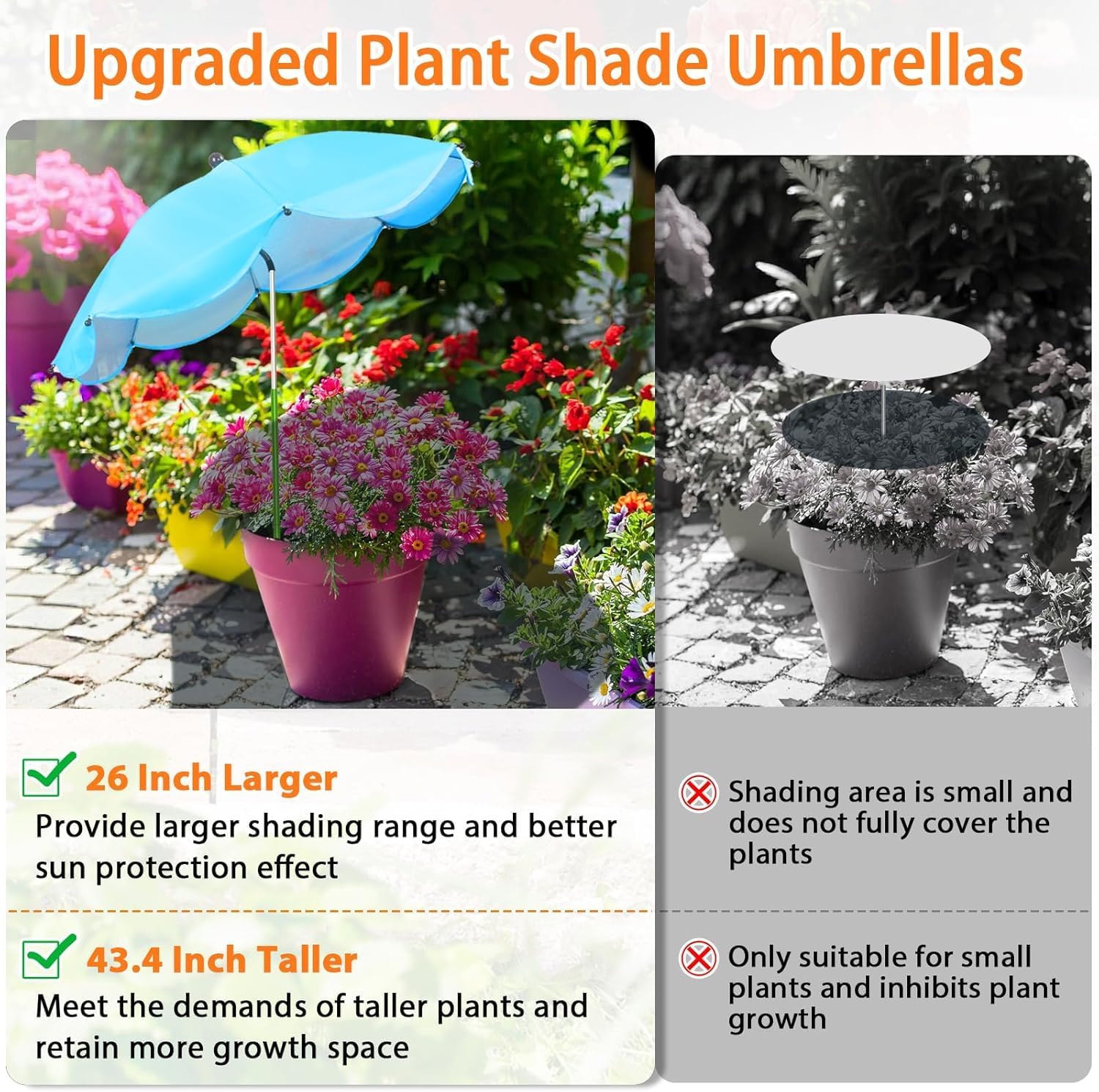 8Pcs Plant Umbrellas for Outdoor Plants, 26" Garden Plant Shade Umbrella
