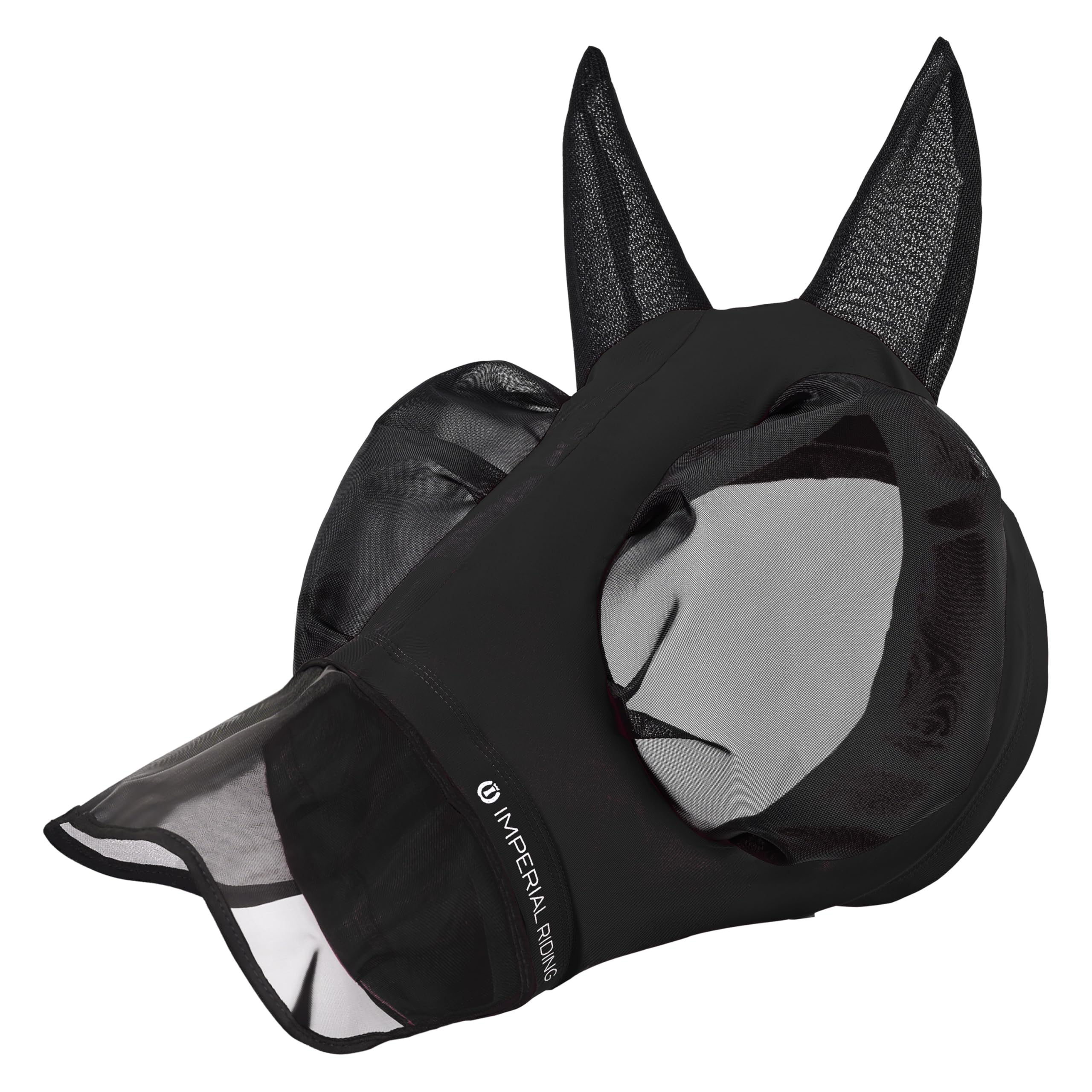 Imperial Riding Trail Ride Fly Mask with Nose Guard Black Pony