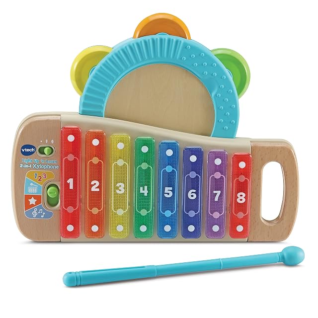 VTech - Eco Xilófono y pandereta Instrumentos de Madera, Juguete ecológico para Aprender música, niños +1…
