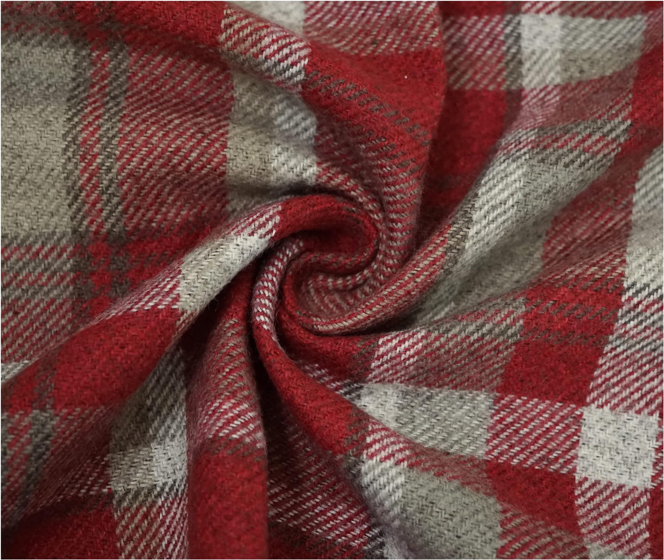 Skye Balmoral Thick Wool Effect Tartan Upholstery Curtain Fabric Sofa Plaid Fabric (300 x 140cm (3 Metre), Dark Red)